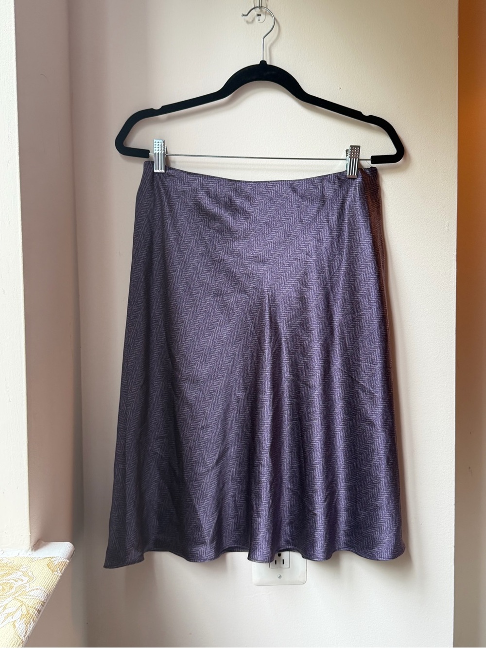 Brooks Brothers Purple 100% Silk Herringbone A-Line Skirt Size 6 Petite Work
